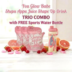 You Glow Babe Shepu Appu Juice Shape Up Drink - 10 Sachets (3 Pcs Combo) + FREE Sports Water Bottle