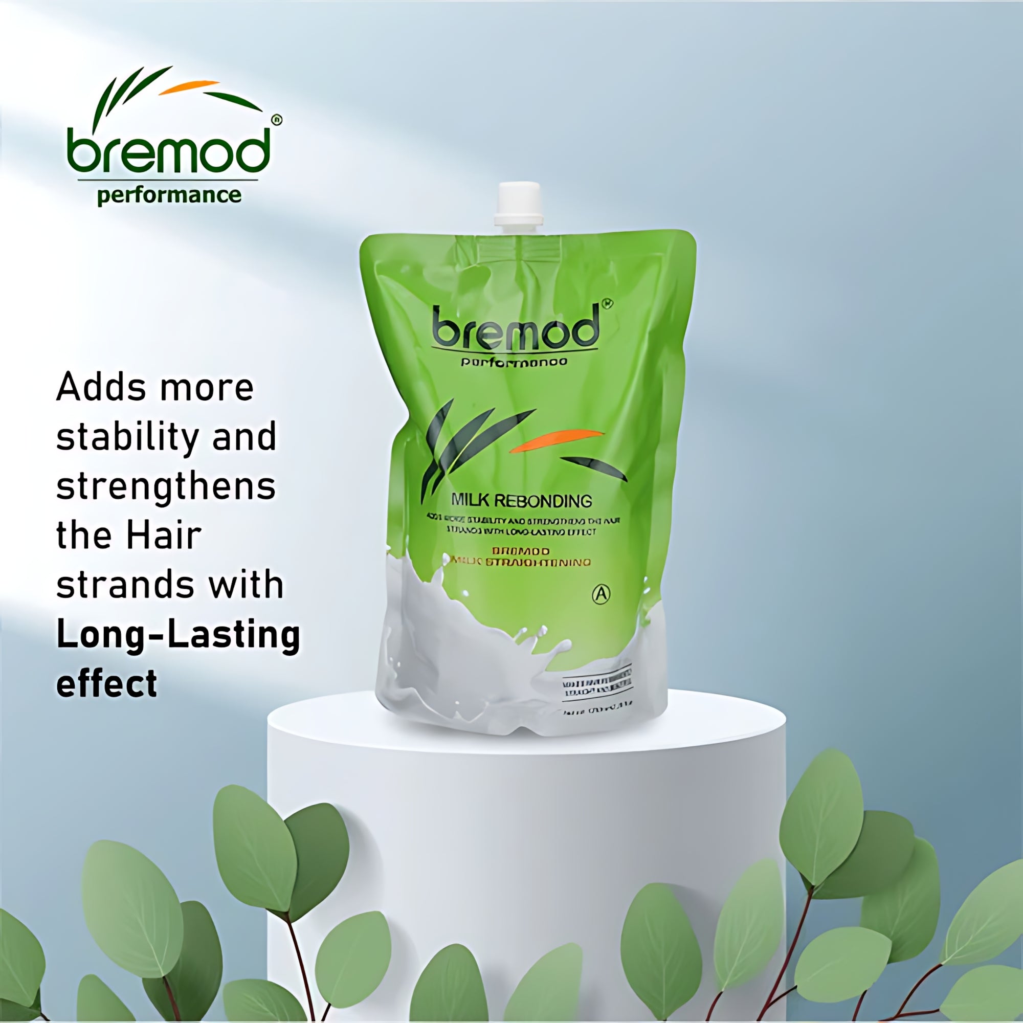 Bremod Milk Rebonding Set (A + B) – Professional Hair Straightening & Nourishing Treatment – 1250ml + 1250ml