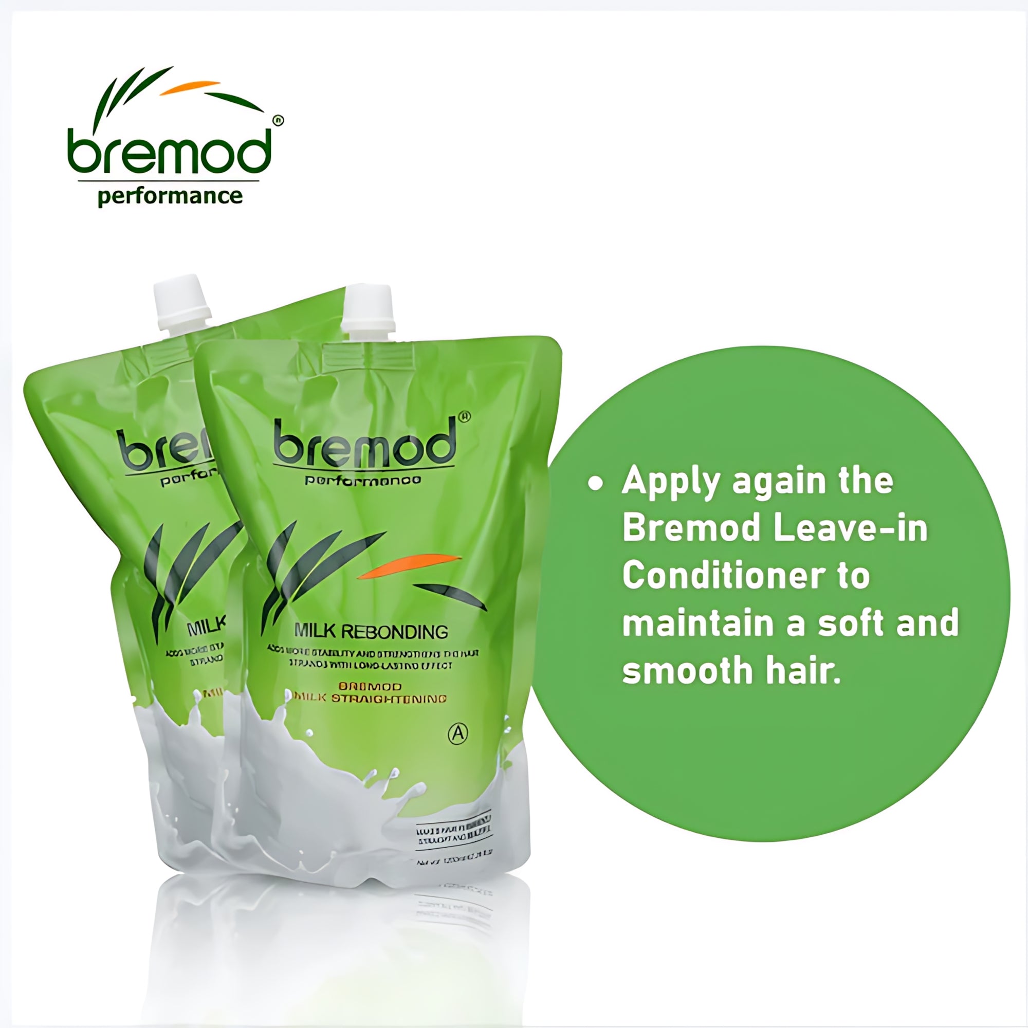 Bremod Milk Rebonding Set (A + B) – Professional Hair Straightening & Nourishing Treatment – 1250ml + 1250ml