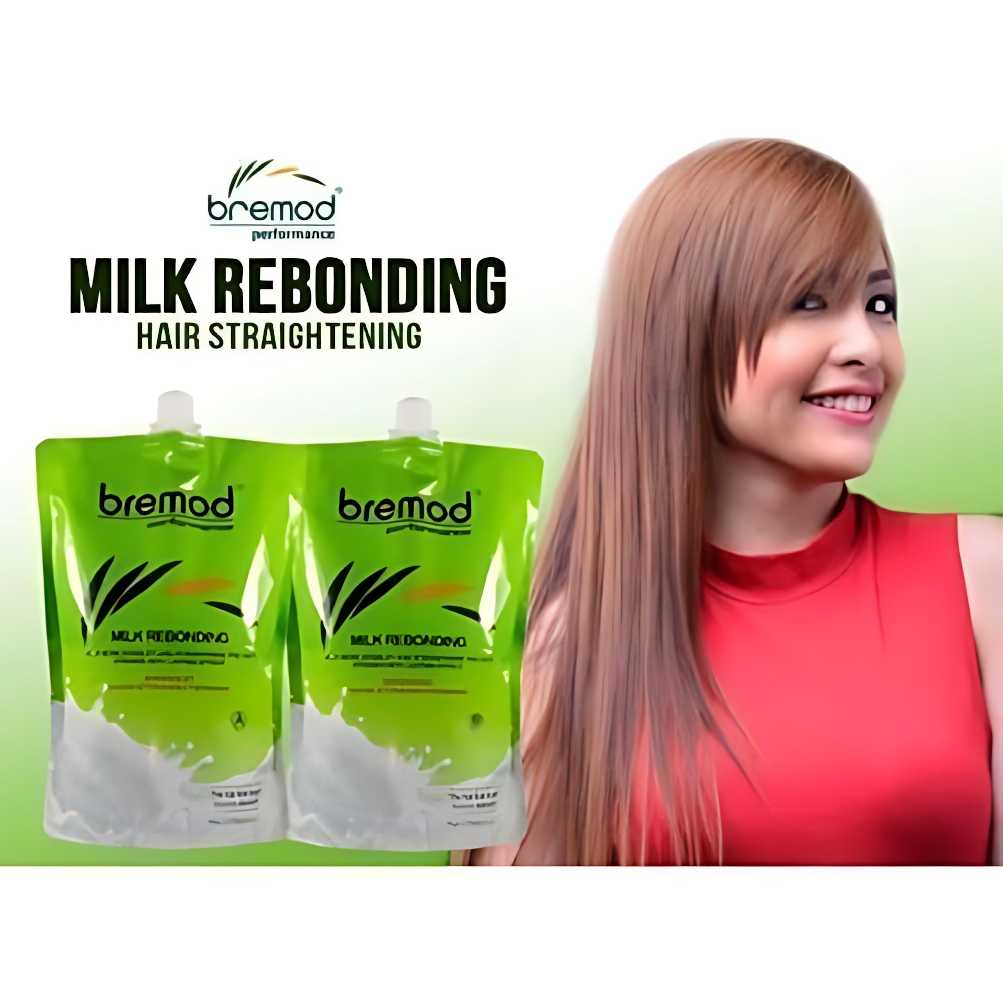Bremod Milk Rebonding Set (A + B) – Professional Hair Straightening & Nourishing Treatment – 1250ml + 1250ml