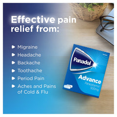 Panadol Advance Paracetamol Blue 500mg – Single Blister Strip Containing 12 Tablets