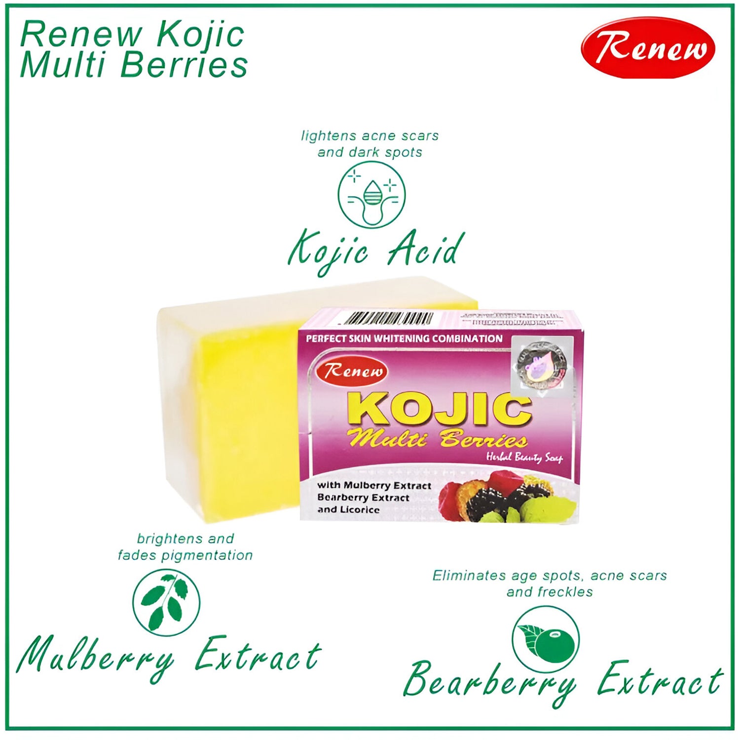 Renew Kojic Multi Berries Herbal Beauty Soap - 135g