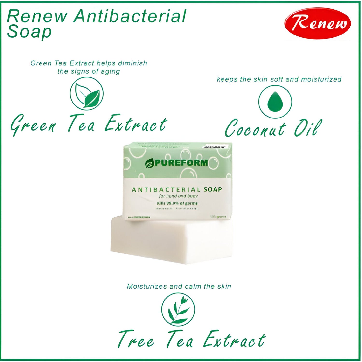 Pureform Antibacterial Hand & Body Soap - 135g
