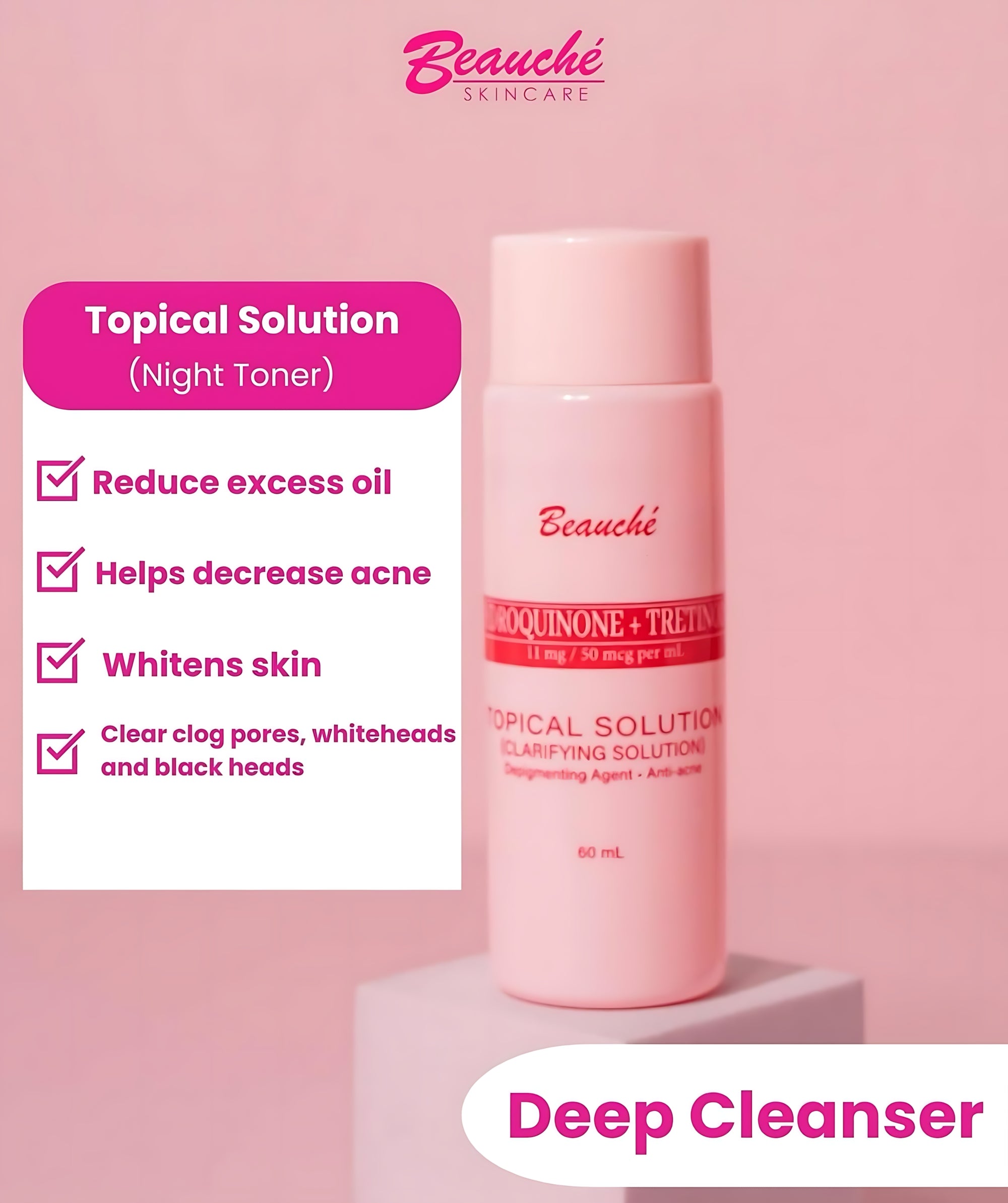 Beauche Clarifying Solution – Deep Cleansing & Skin Brightening Formula - 60ml