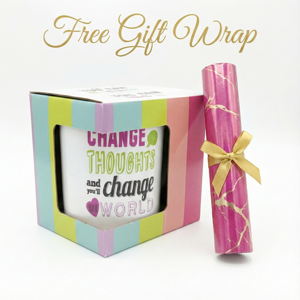 CHANGE THOUGHTS CHANGE WORLD Ceramic Mug In Gift Box - With Free Gift Wrap