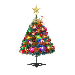 Mini Christmas Pine Tree with LED Lights & Ornaments – Green 24"/ 60cm Tabletop