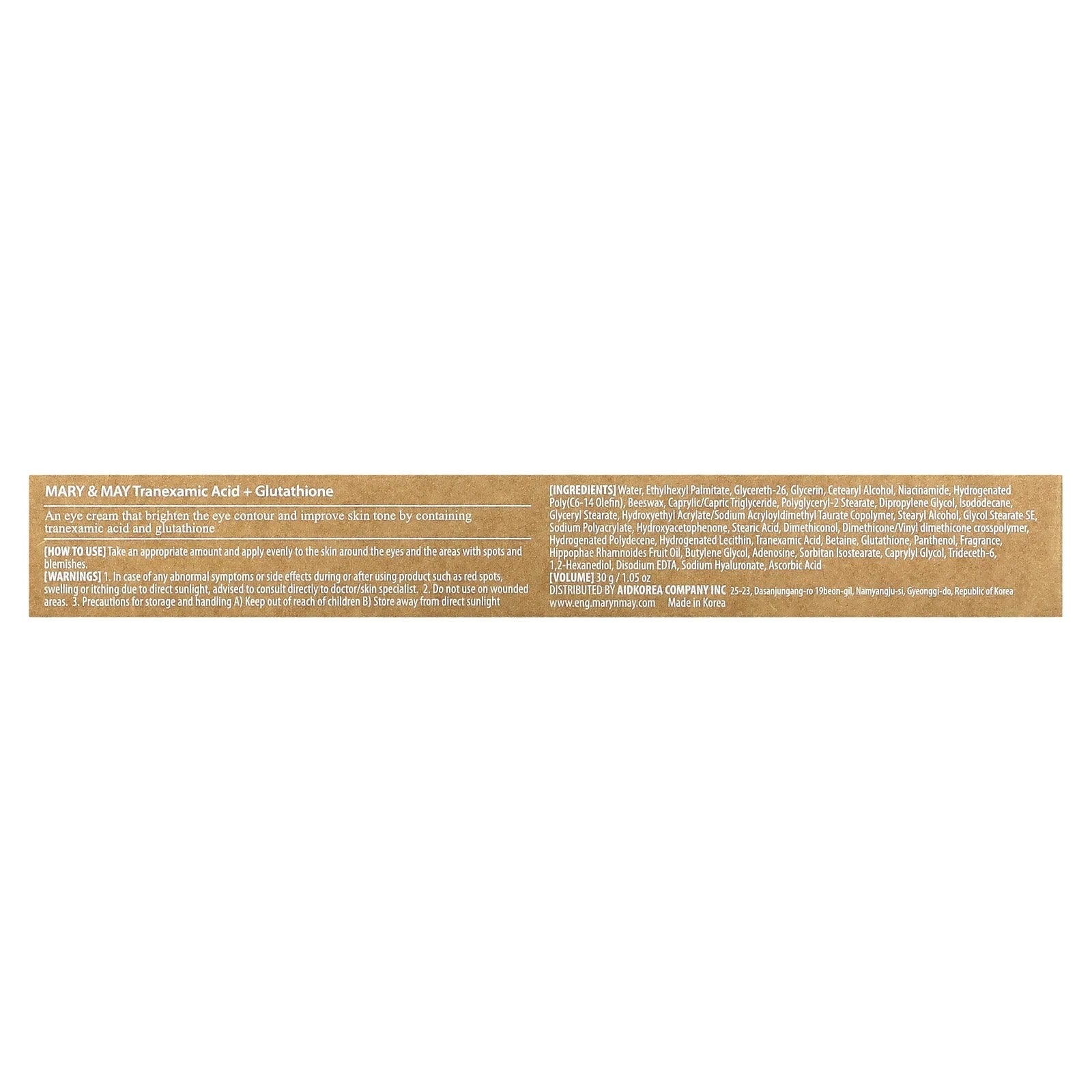 Mary & May Tranexamic Acid + Glutathione Eye Cream – 30ml