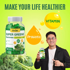 iFresh SUPER GREENS GUMMIES – Detox, Digestive Health & Immune Support (30 Gummies)