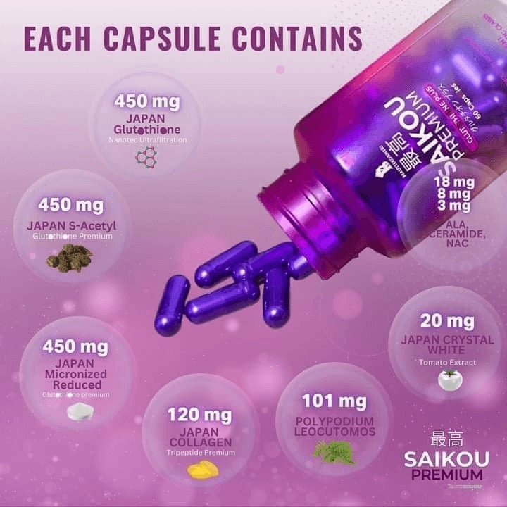 glutathione premium SAIKOU premium gluthione plus 60 capcules – Sige Mart UAE glutathione premium SAIKOU premium gluthione plus 60 capcules – Sige Mart UAE
