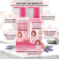 Hola Guapa Skin Lightening Natural Care Body Wash & Lotion Set – 330ml x 2