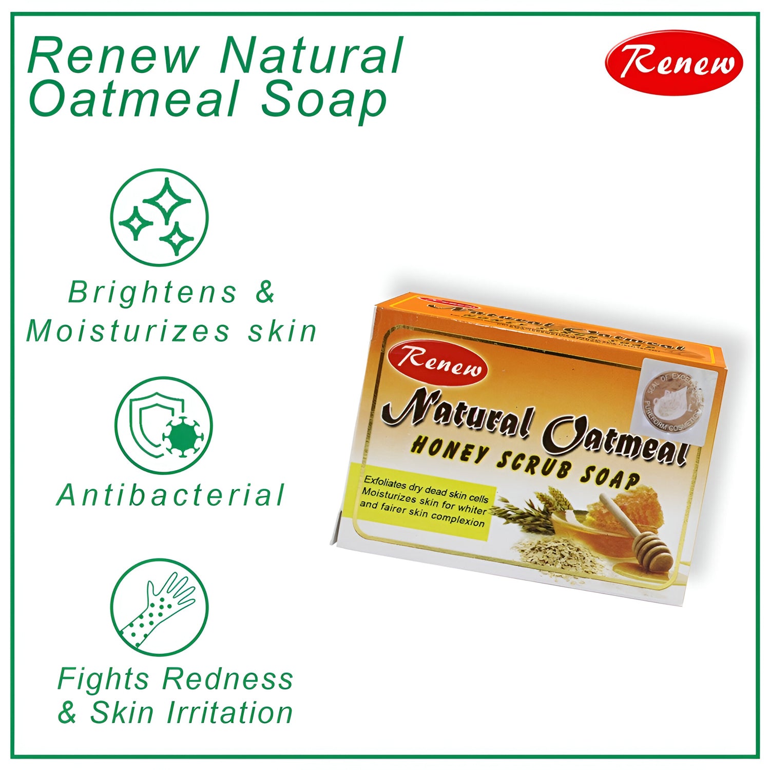 Renew Natural Oatmeal Honey Scrub Soap -135g