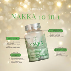 Hebeskin Nakka Glutathione Collagen Organic Spinach 10-in-1 Food Supplement - 30 Cap