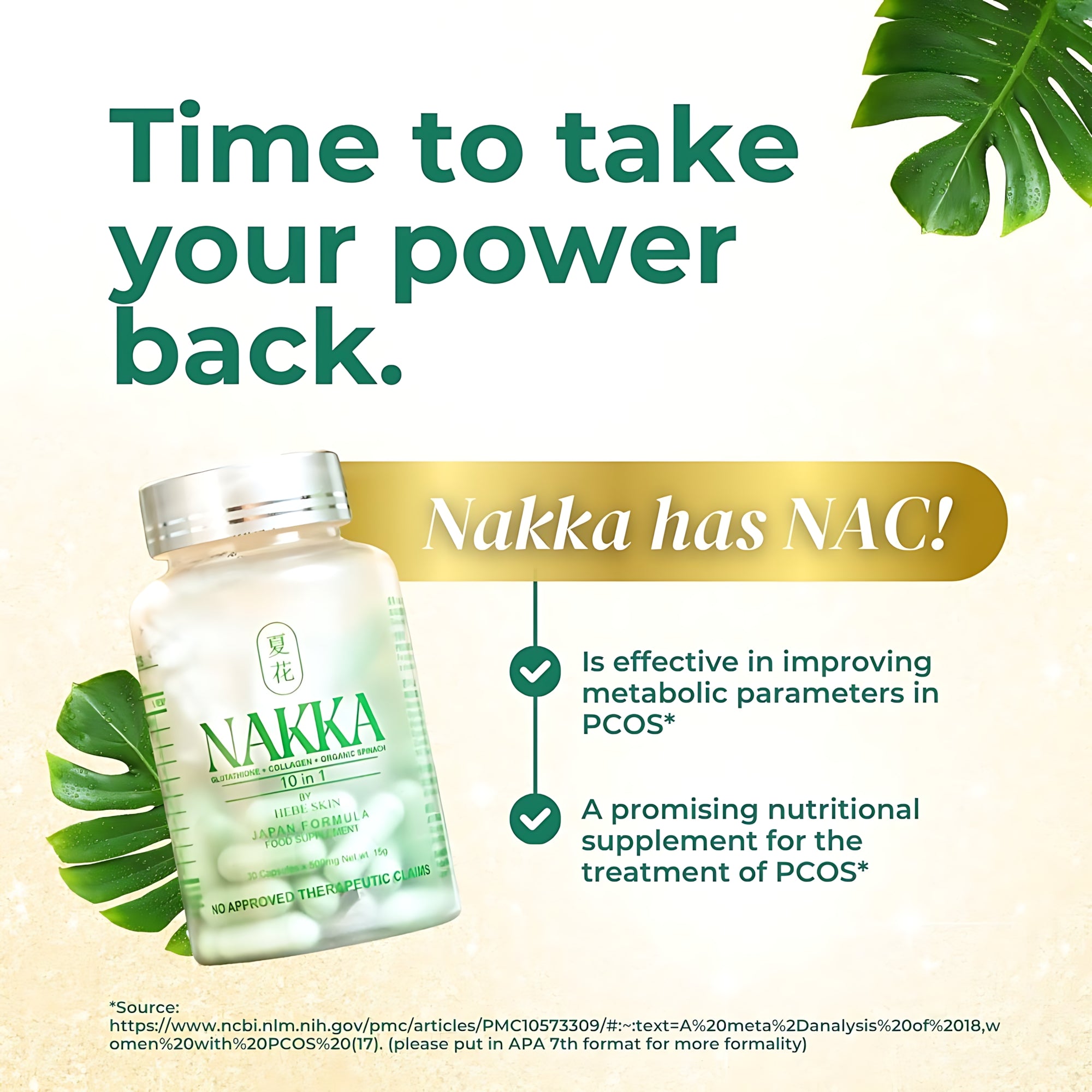 Hebeskin Nakka Glutathione Collagen Organic Spinach 10-in-1 Food Supplement - 30 Cap