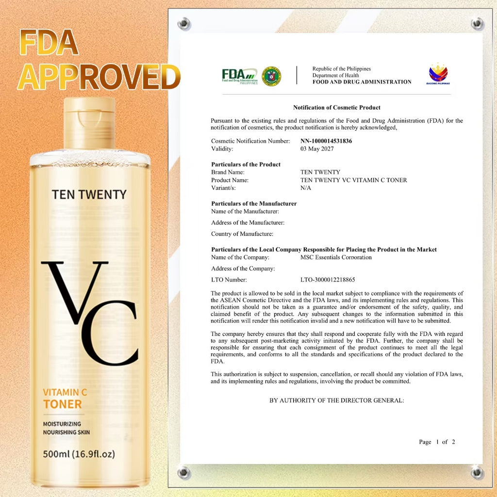 VC Ten Twenty Vitamin C Toner – 500ml