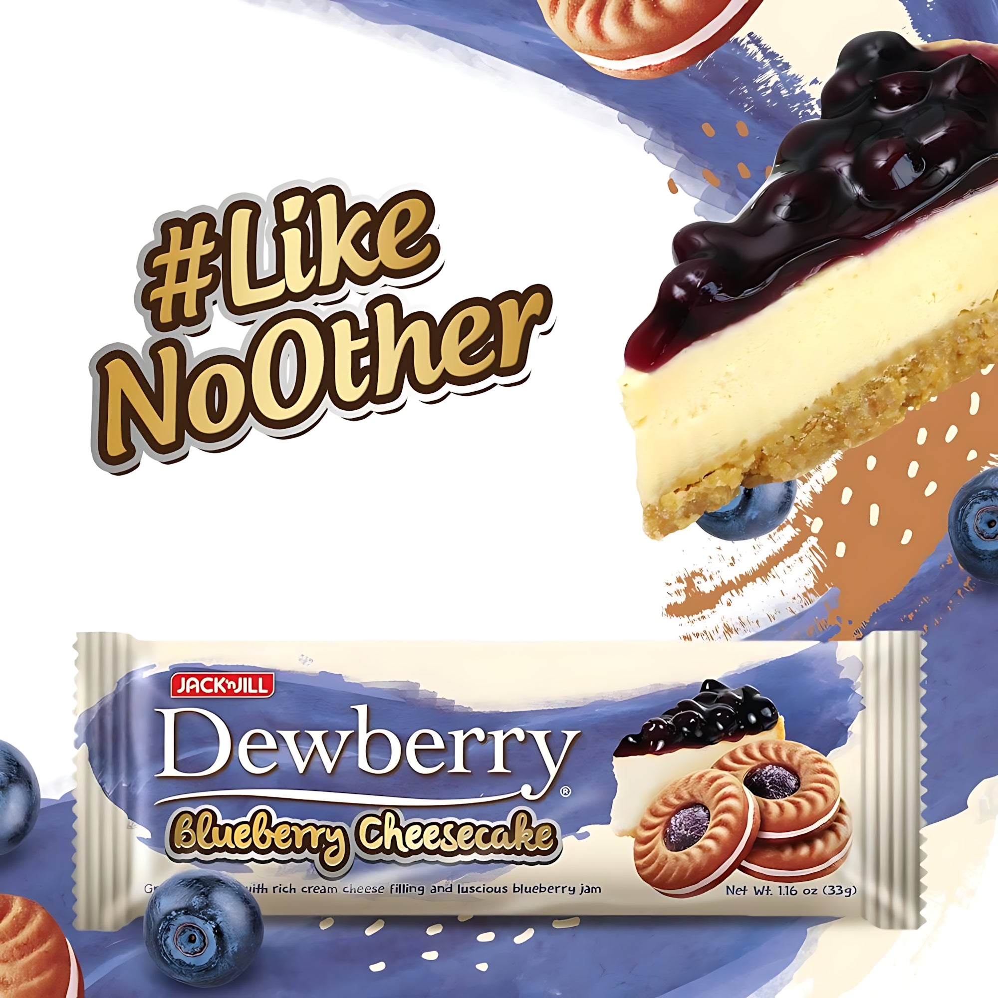 Jack ‘n Jill Dewberry Blueberry Cheesecake Biscuits – 330g (10 x 33g packs)