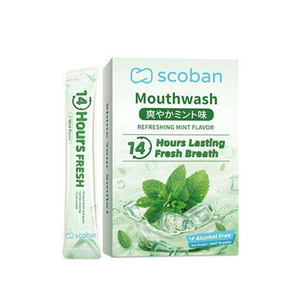 Scoban Mouthwash Refreshing Mint Flavor - 10ml × 20 Packs