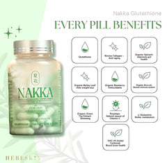 Hebeskin Nakka Glutathione Collagen Organic Spinach 10-in-1 Food Supplement - 30 Cap