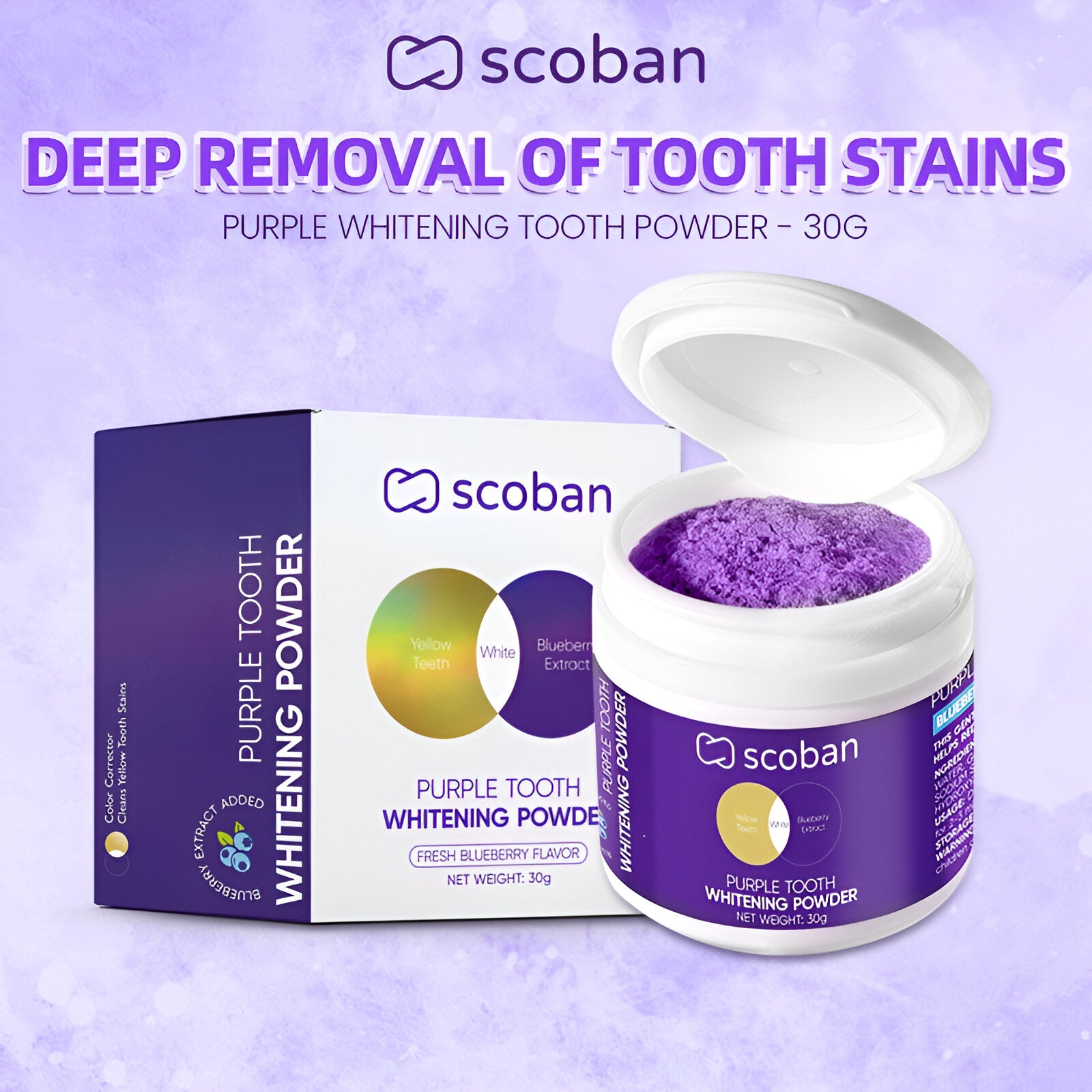 Scoban Purple Tooth Whitening Powder - 30g