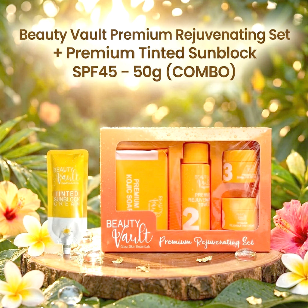 Beauty Vault Premium Rejuvenating Set + Premium Tinted Sunblock SPF45 – 50g (COMBO)