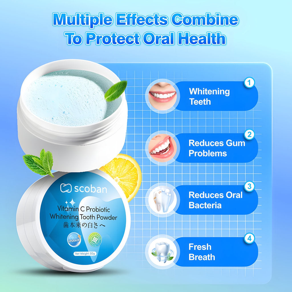Scoban Tooth Powder Scoban Vitamin C Probiotic Whitening Tooth Powder - 50g – Sige Mart UAE