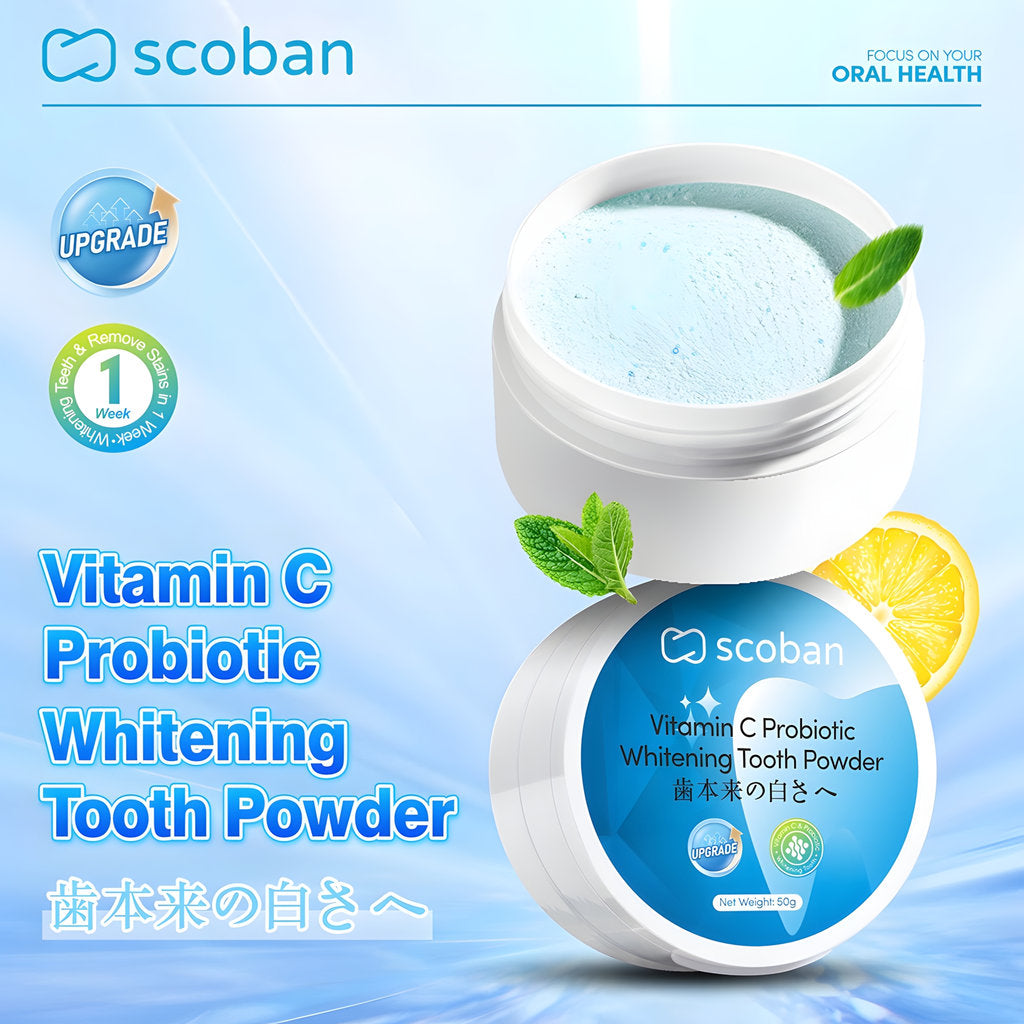 Scoban Tooth Powder Scoban Vitamin C Probiotic Whitening Tooth Powder - 50g – Sige Mart UAE