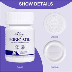 CUSP Boric Acid Vaginal Suppositories – 30 Capsules