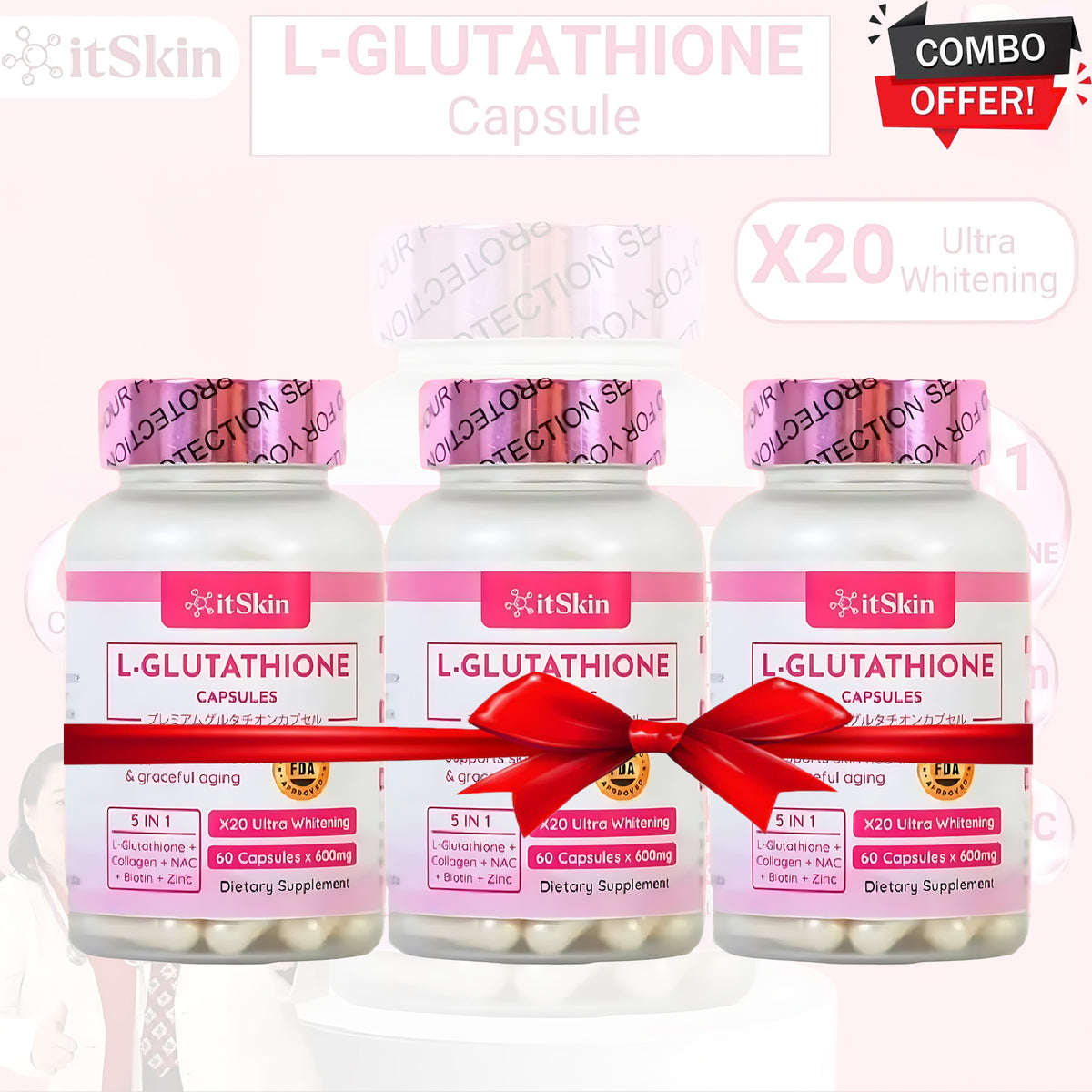 Itskin L-Glutathione Capsule with Collagen & Biotin 60 Capsules (3 P Sige Mart UAE Itskin L-Glutathione Capsule with Collagen & Biotin 60 Capsules (3 P Sige Mart UAE