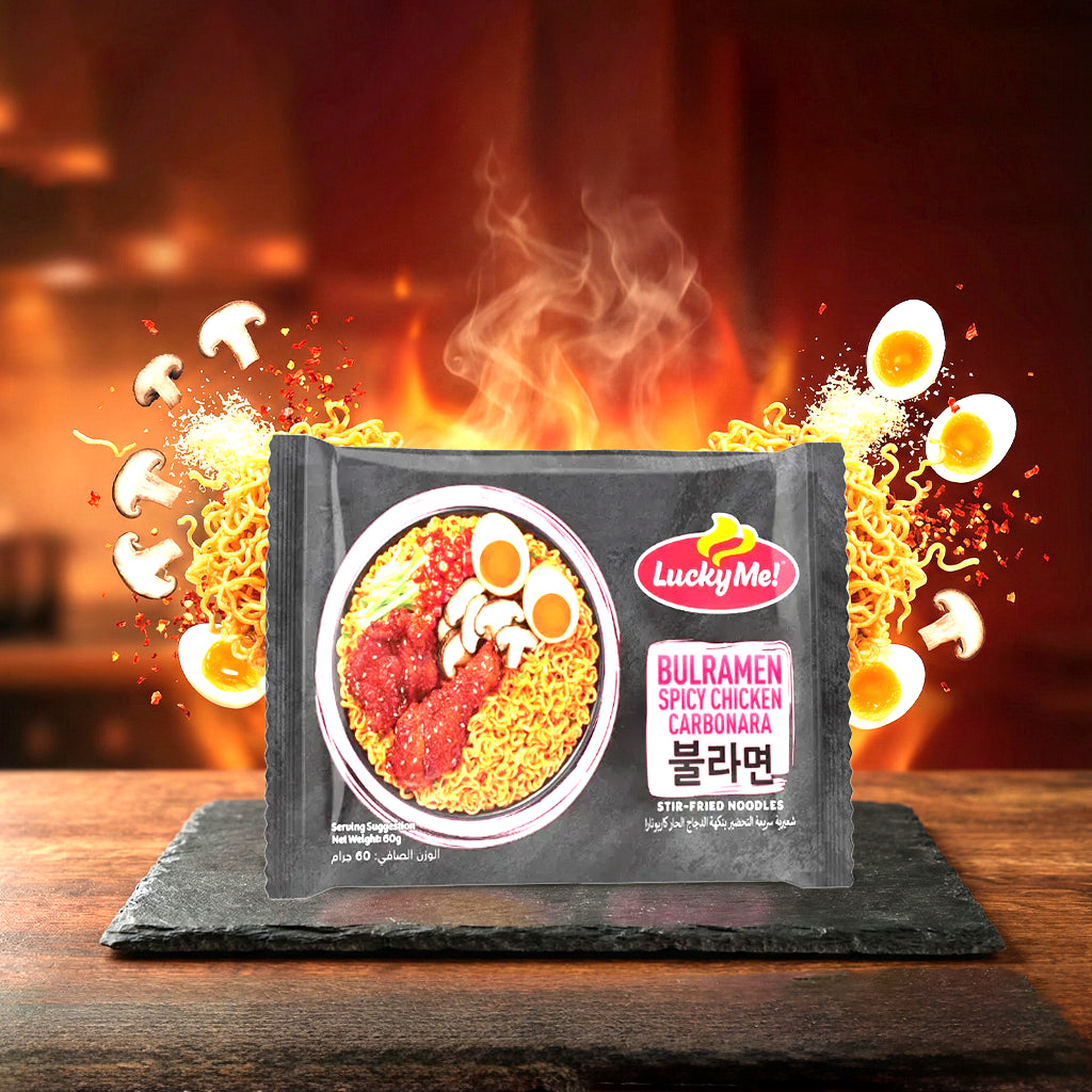 Lucky Me! Bulramen Spicy Chicken Carbonara Stir-Fried Noodles – 60g