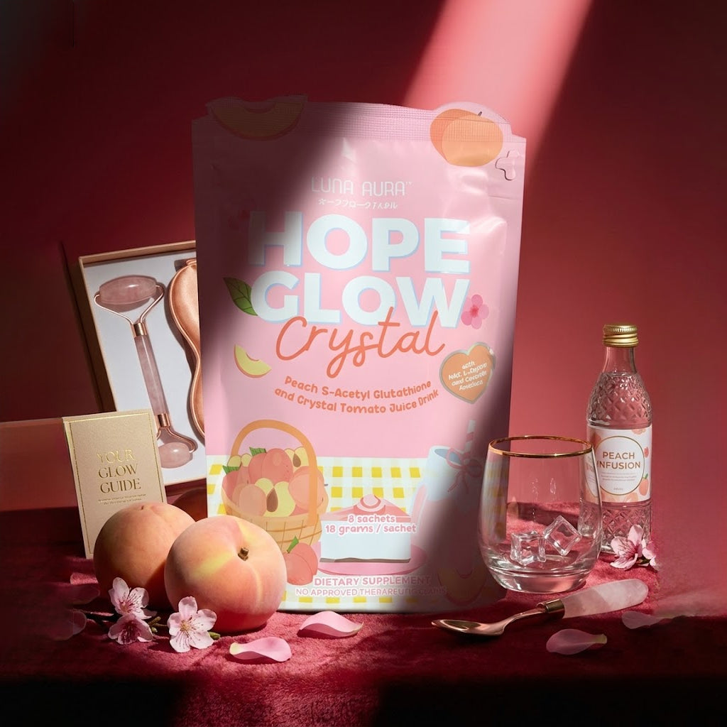 Luna Aura Hope Glow Crystal Peach Glutathione Juice Drink 10 Sachets Sige Mart UAE Luna Aura Hope Glow Crystal Peach Glutathione Juice Drink 10 Sachets Sige Mart UAE