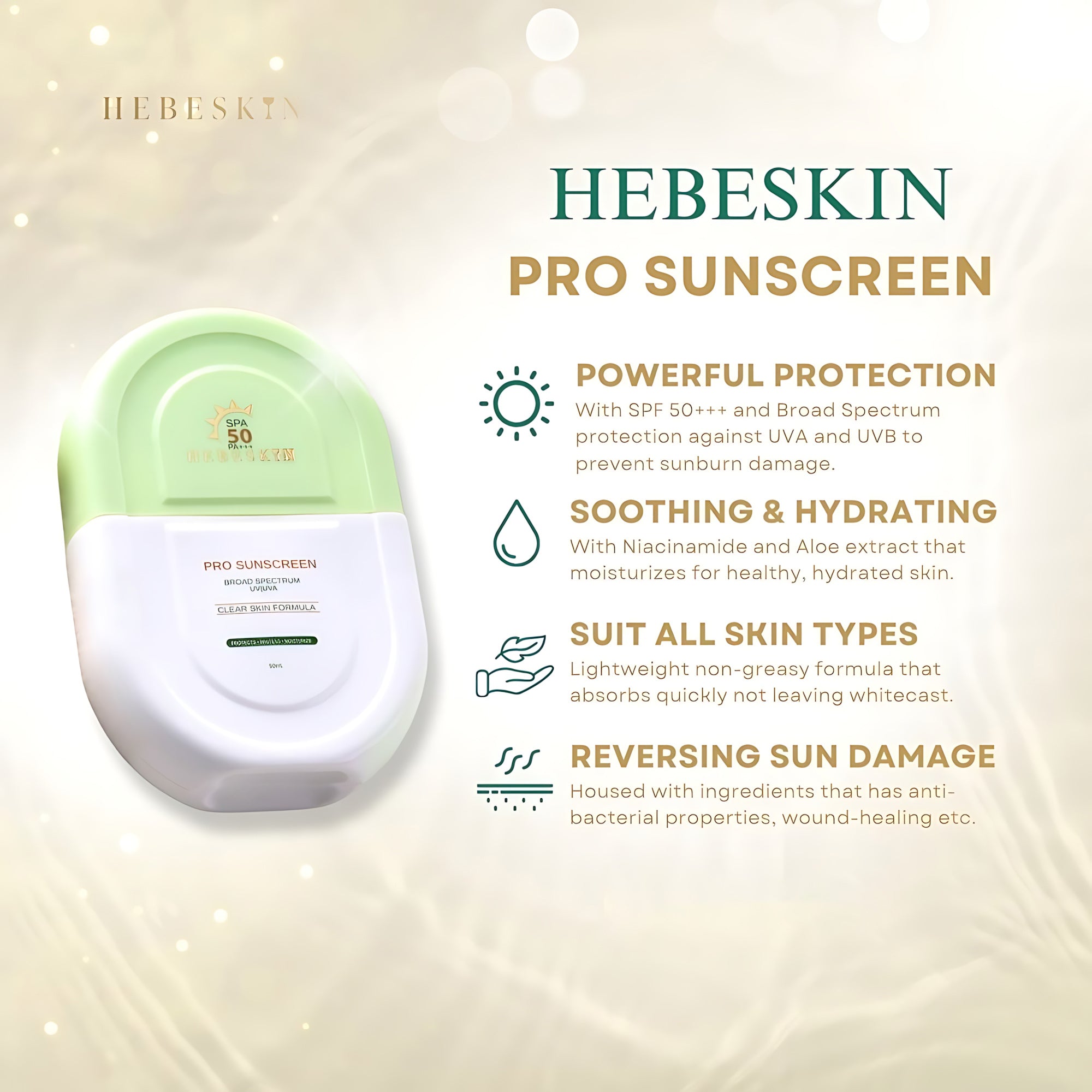 Hebeskin Pro Sunscreen SPA50 PA+++ – 50g