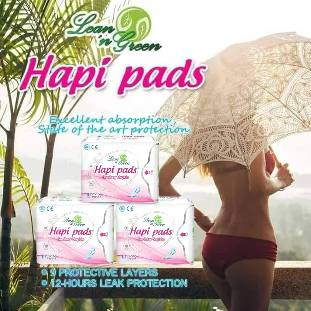 Lean’n Green Hapi Pads Sanitary Napkin Day Use - 3 PCS COMBO Pack( 10 Pads Each)