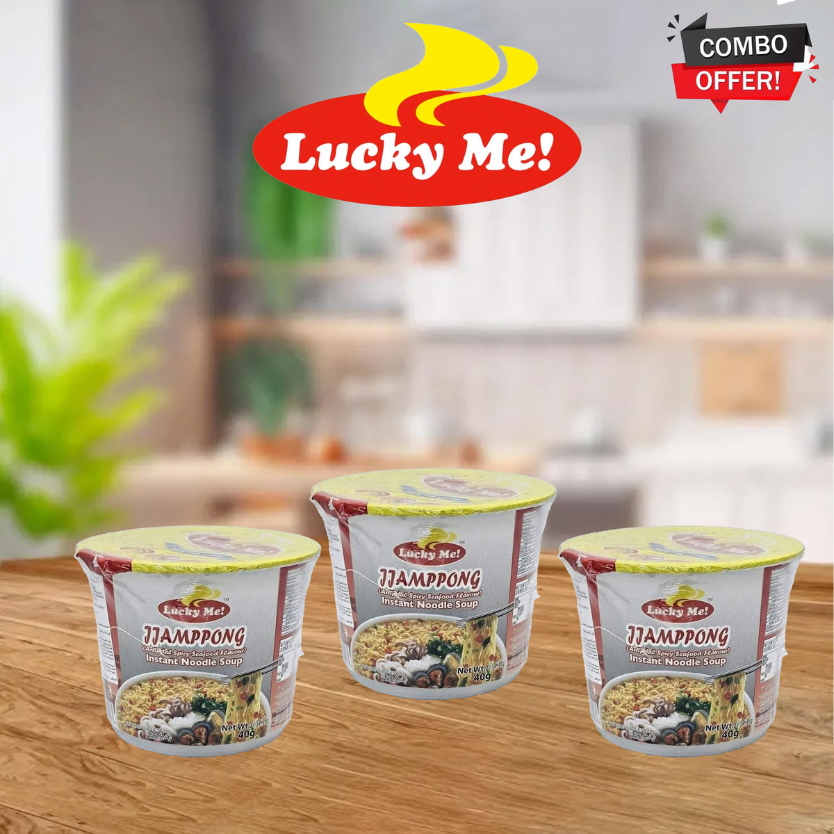 Lucky Me! Jjampong Cup Noodles – 40g (Combo Pack)