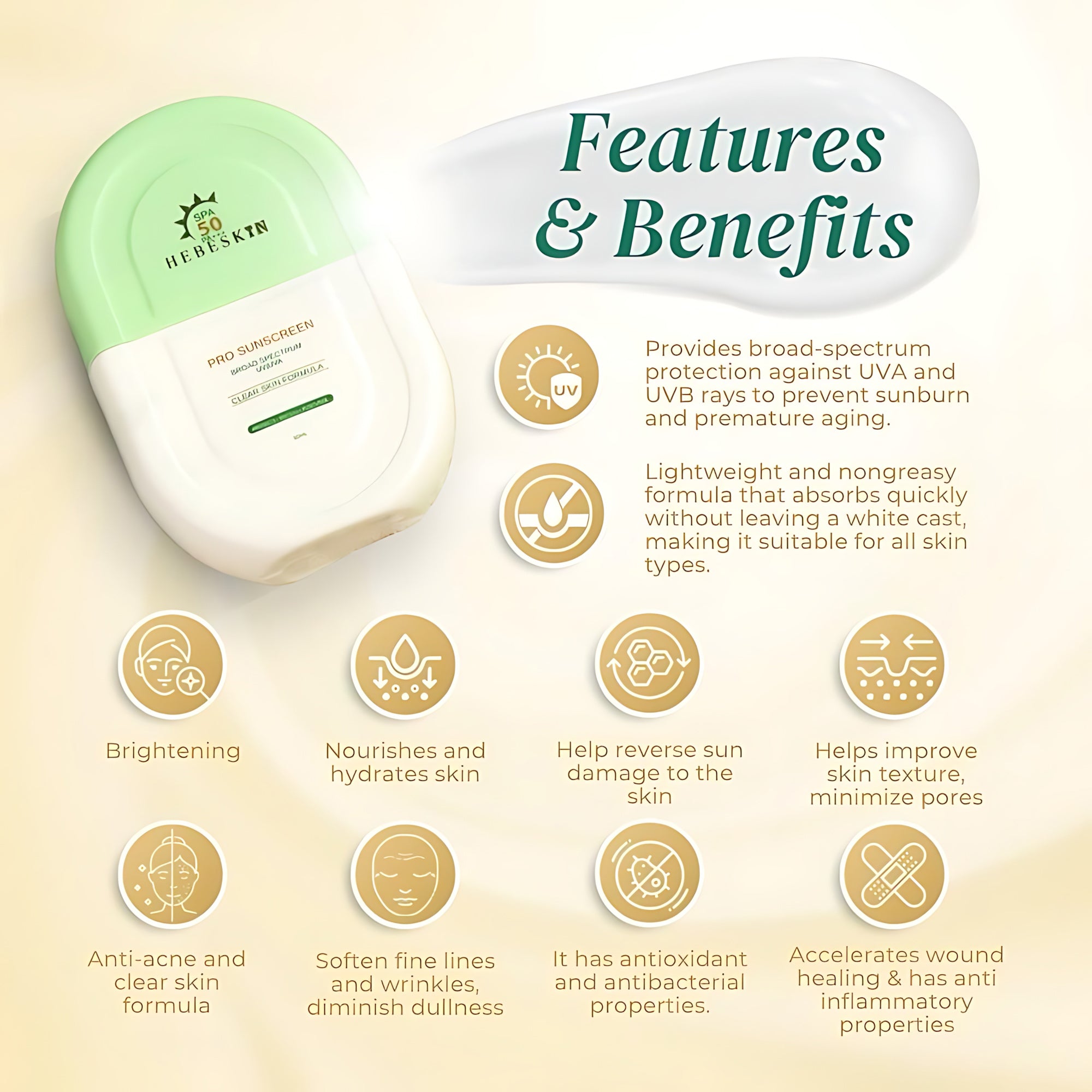 Hebeskin Pro Sunscreen SPA50 PA+++ – 50g