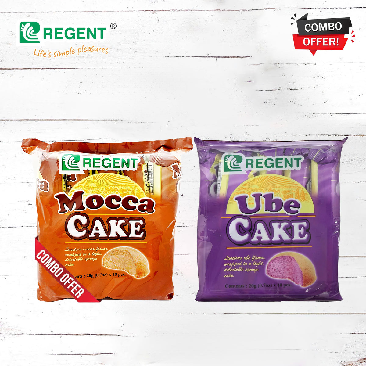 Regent Combo Pack -  Mocca Cake (20g x 10pcs) + Ube Cake (20g x 10pcs)