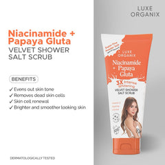 Luxe Organix Niacinamide + Papaya Gluta Velvet Salt Scrub – 320g