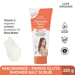 Luxe Organix Niacinamide + Papaya Gluta Velvet Salt Scrub – 320g