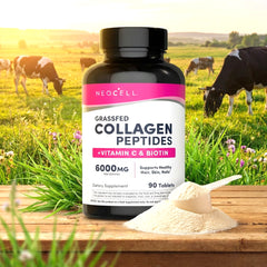 NeoCell Grassfed Collagen Peptides + Vitamin C & Biotin – 90 Tablets