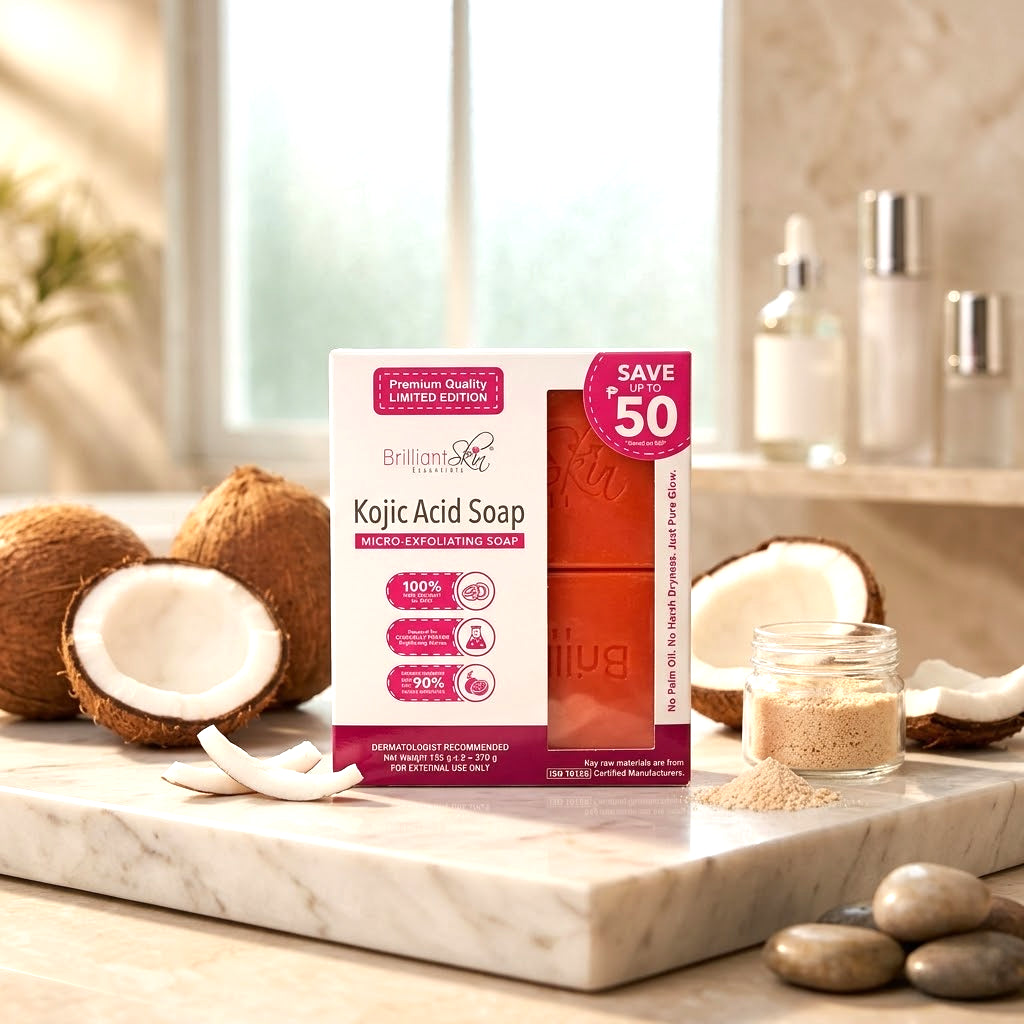 Brilliant Skin Essentials Kojic Acid Micro-Exfoliating Soap – 135g x 2 Bars (270g Total)