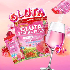 Mikeo Gluta Sakura Peach Collagen Dipeptide Vitamin Mix Plus - 35 Sachets × 10g
