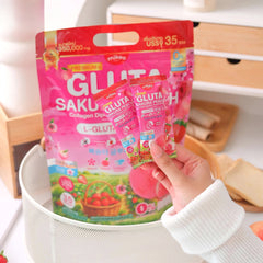 Mikeo Gluta Sakura Peach Collagen Dipeptide Vitamin Mix Plus - 35 Sachets × 10g