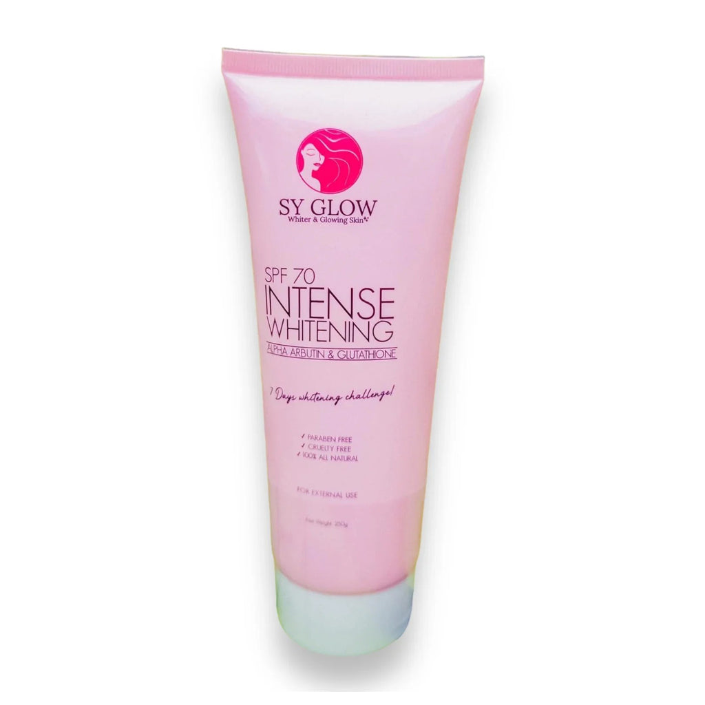 SY Glow Intense Whitening Lotion SPF 70 with Alpha Arbutin & Glutathione – 250ml