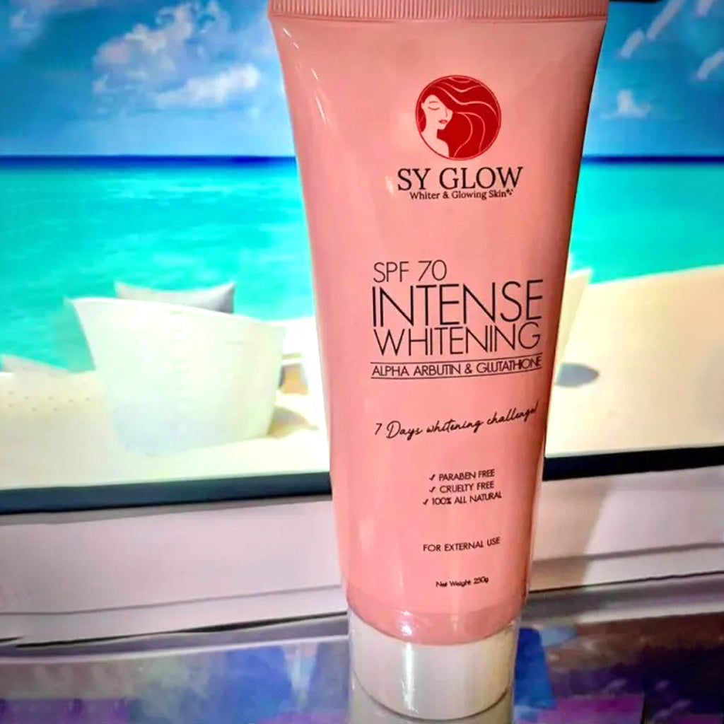 SY Glow Intense Whitening Lotion SPF 70 with Alpha Arbutin & Glutathione – 250ml