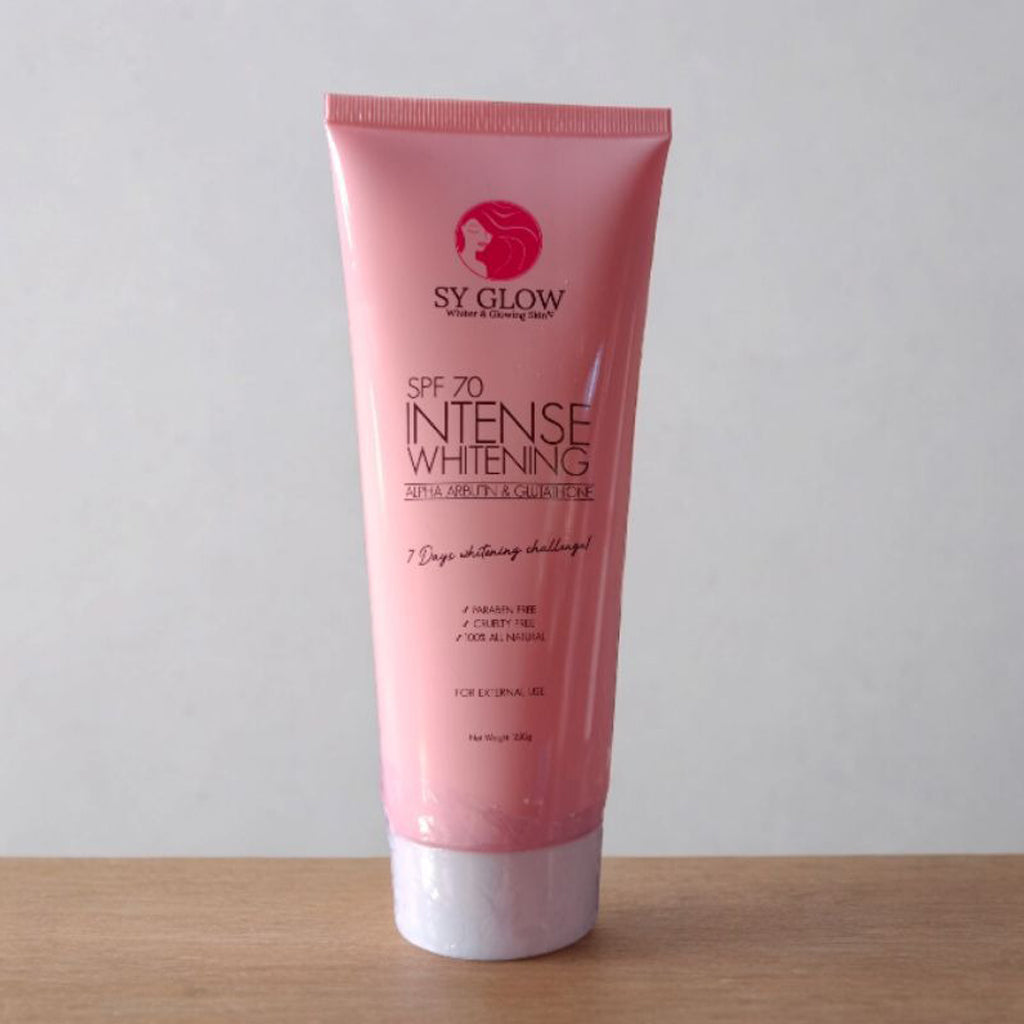 SY Glow Intense Whitening Lotion SPF 70 with Alpha Arbutin & Glutathione – 250ml