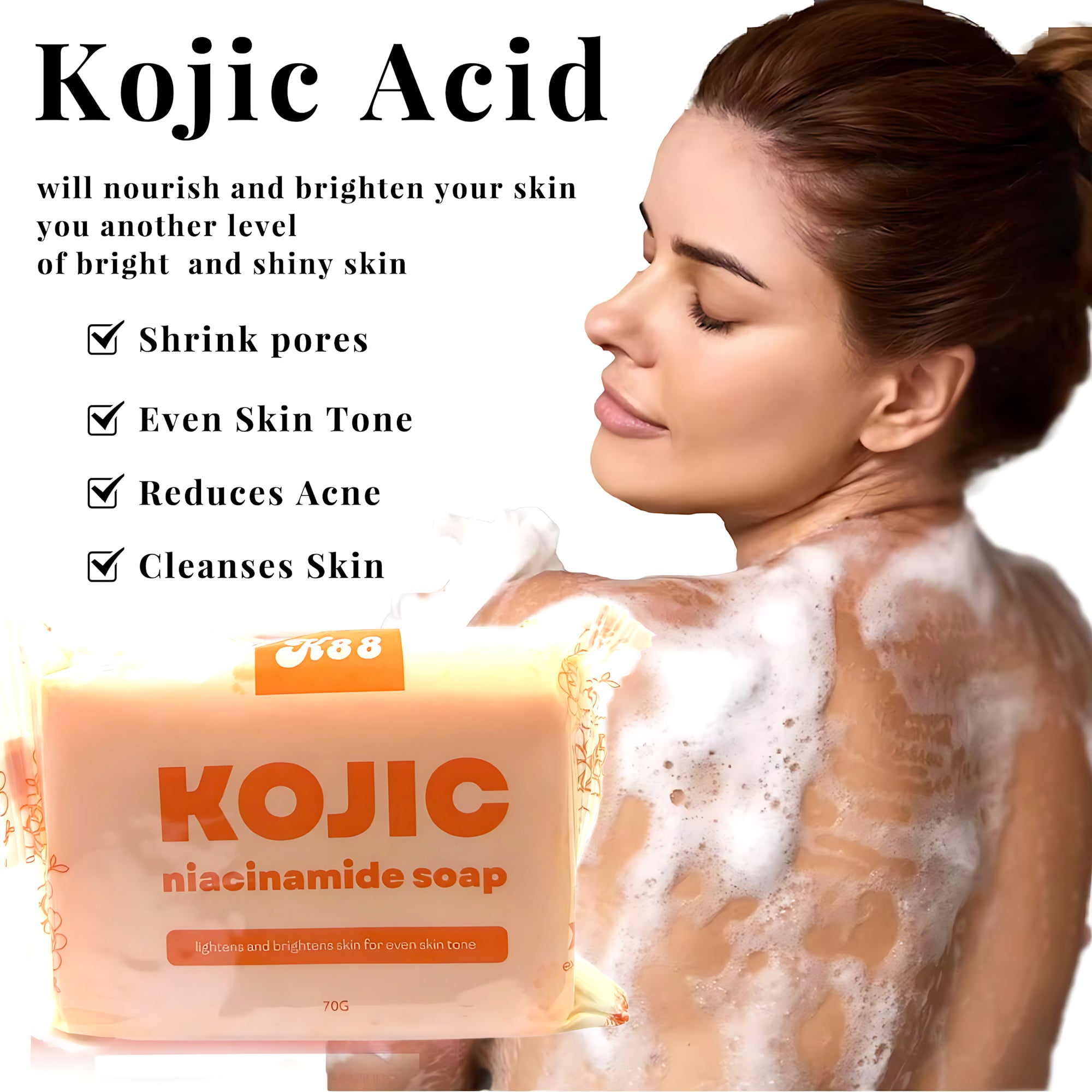 K88 Kojic Niacinamide Soap – Skin Brightening & Even-Tone Formula (70g)
