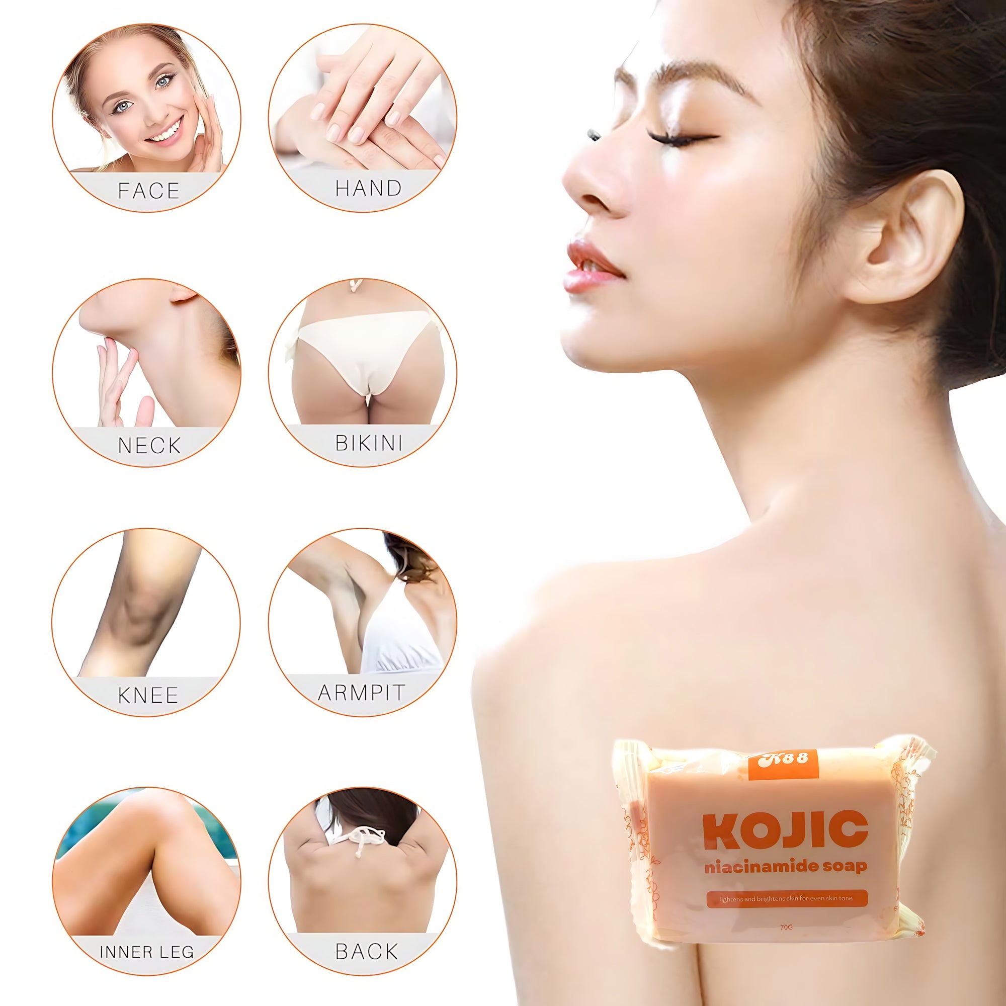 K88 Kojic Niacinamide Soap – Skin Brightening & Even-Tone Formula (70g)