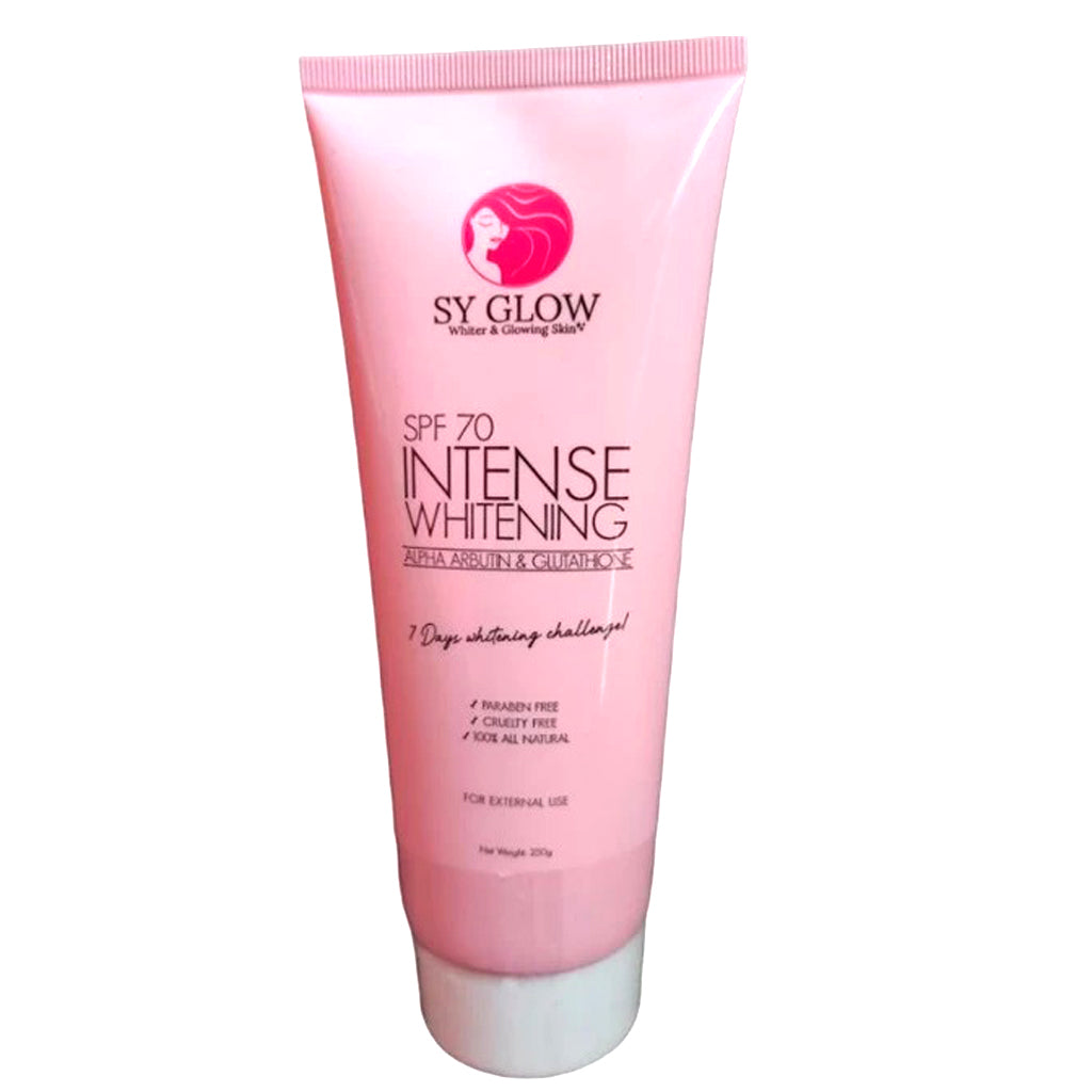 SY Glow Intense Whitening Lotion SPF 70 with Alpha Arbutin & Glutathione – 250ml