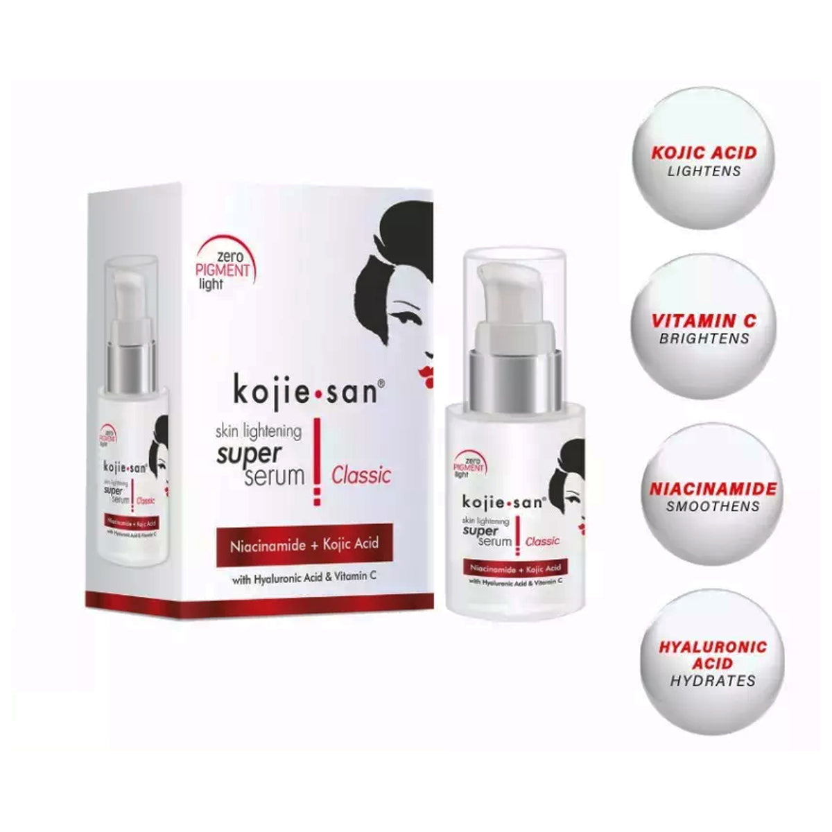 Kojie San Skin Lightening Super Serum Classic (Niacinamide + Kojic Acid with Hyaluronic & Vit C) - 30ml