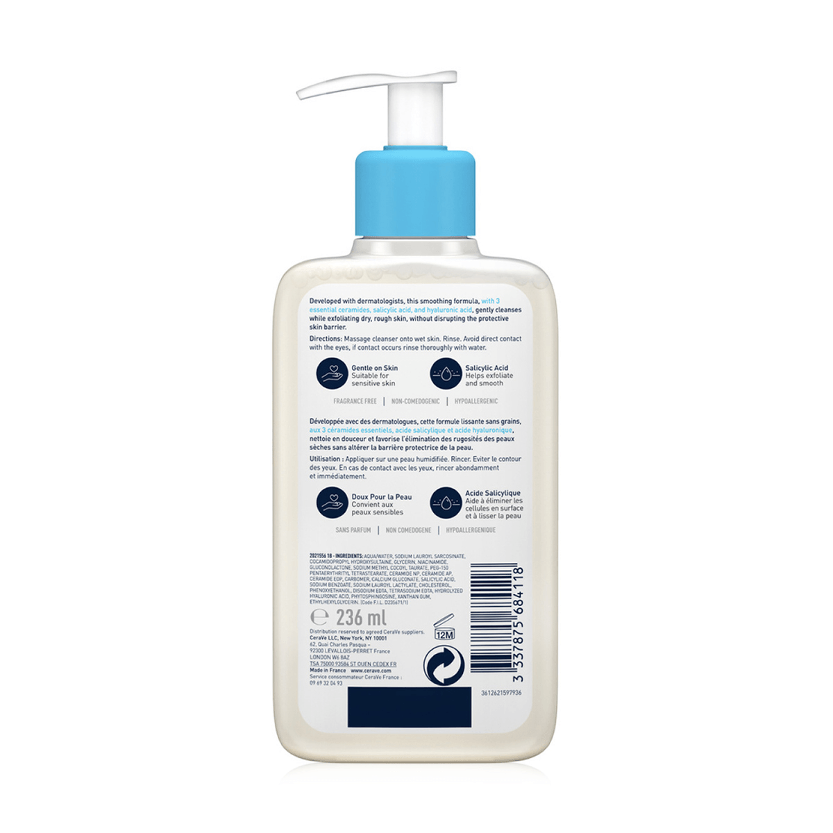 CeraVe SA Smoothing Cleanser For Normal, Dry And Rough Skin - 236ml - Pinoyhyper