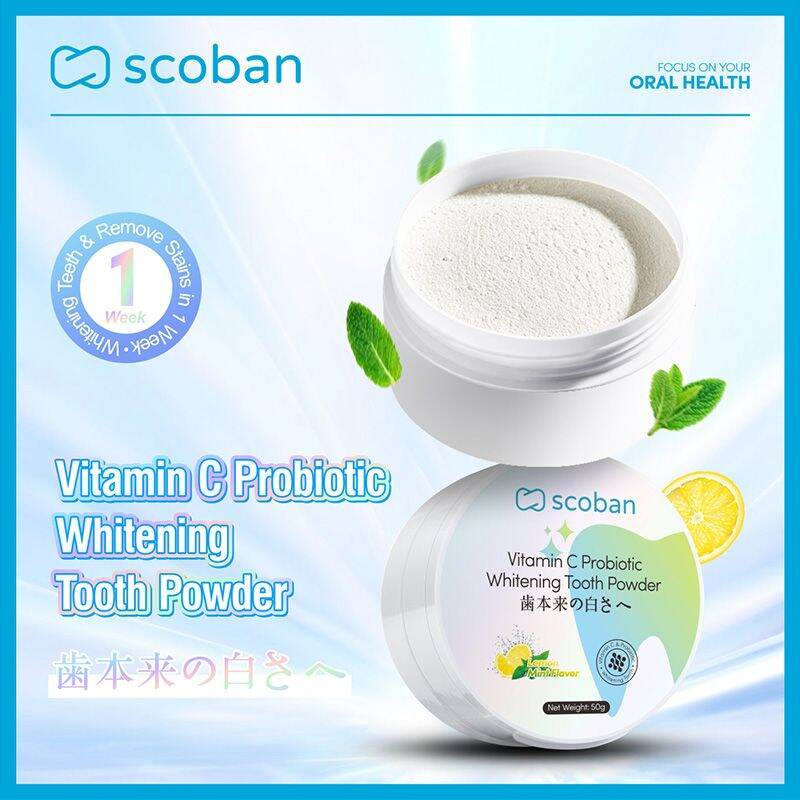 Scoban Vitamin C Probiotic Whitening Tooth Powder - 50g