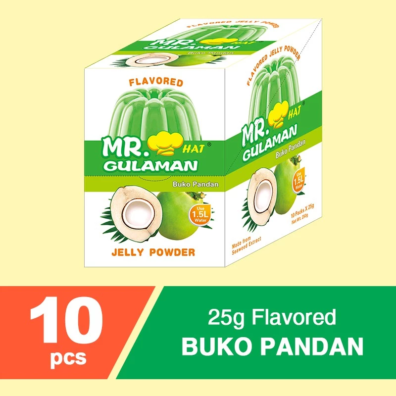 Mr. Hat Gulaman Buko Pandan Jelly Powder - 25g x 10 Sachets